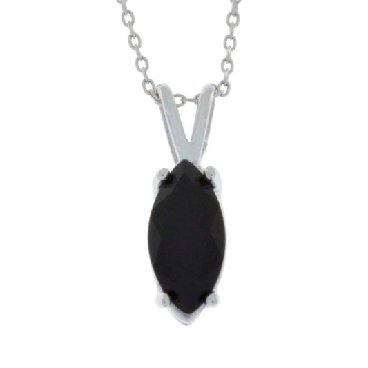 14Kt Gold Black Onyx Marquise Pendant Necklace