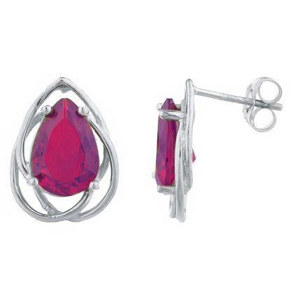 4 Ct Garnet Pear Teardrop Design Stud Earrings .925 Sterling Silver