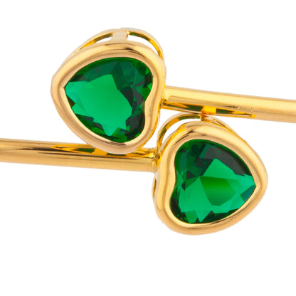 14Kt Yellow Gold Plated Emerald Heart Bezel Bangle Bracelet