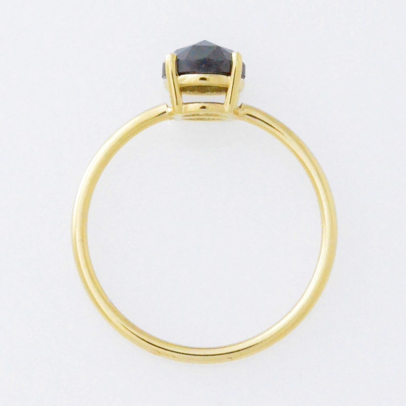 14Kt Gold 0.96 Ct Natural Rose Cut Black Diamond Ring