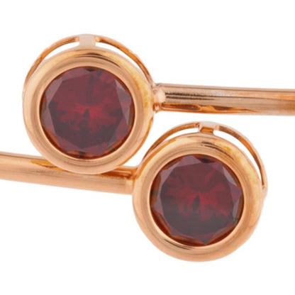 14Kt Rose Gold Plated Garnet Round Bezel Bangle Bracelet