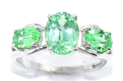 2 Ct Green Sapphire Oval Ring .925 Sterling Silver Rhodium Finish