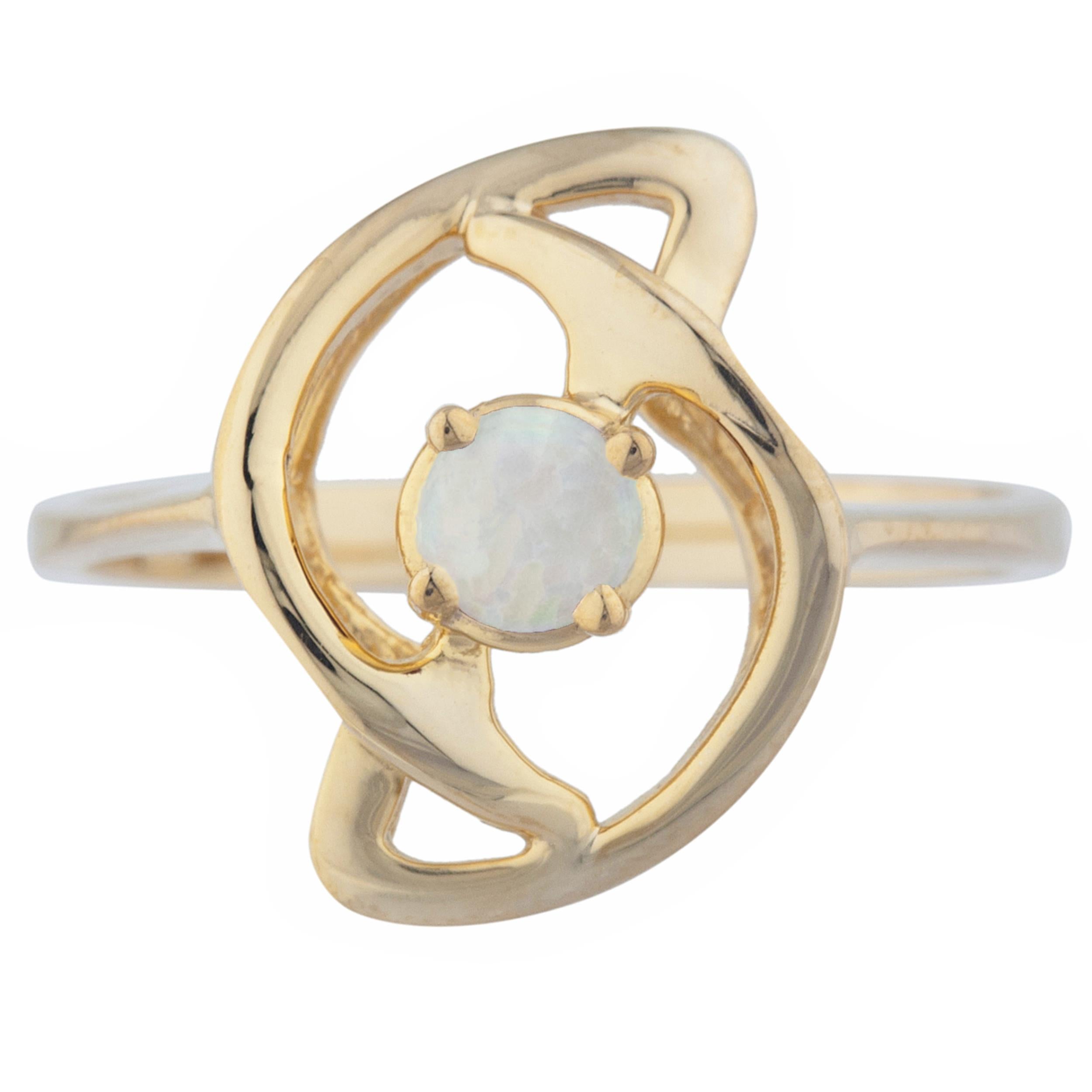 14Kt Gold Genuine Opal Infinity Design Ring