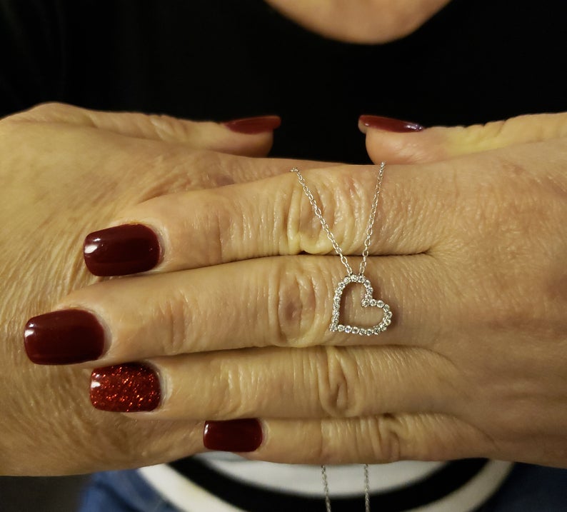 14Kt Gold 0.26 Ct Genuine Natural Diamond heart Pendant Necklace