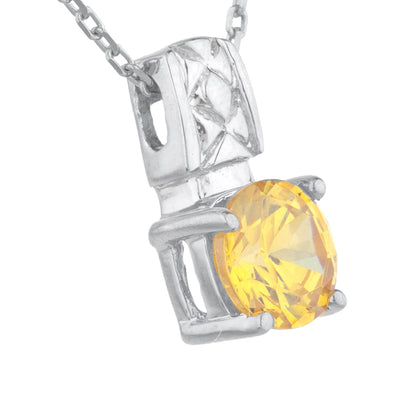 1 Ct Yellow Citrine Round Design Pendant .925 Sterling Silver