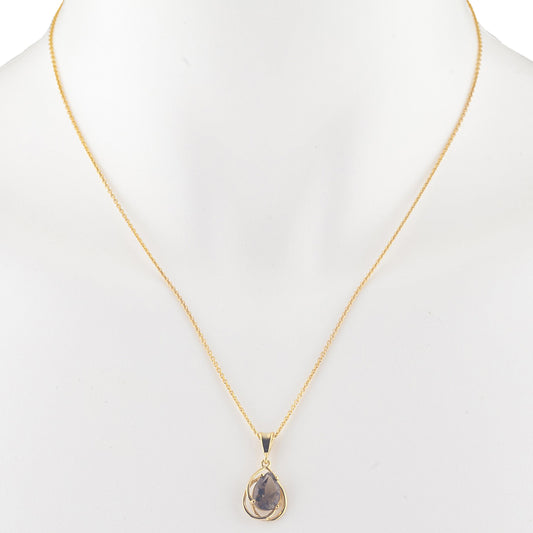 14Kt Gold 2 Ct Genuine Smoky Topaz Pear Teardrop Design Pendant Necklace
