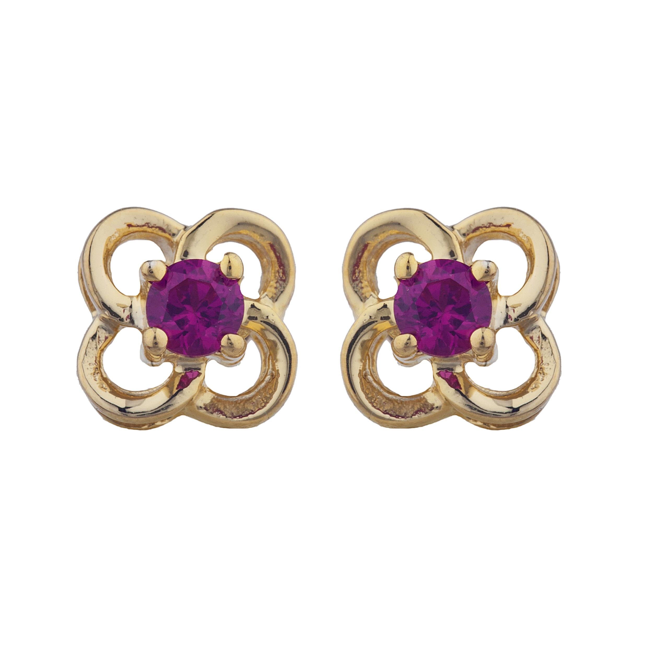 14Kt Gold Created Ruby Love Knot Stud Earrings