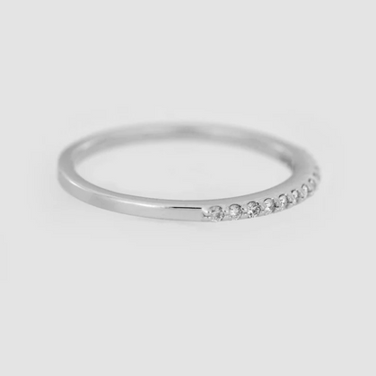 14Kt Gold 0.11 Ct Lab Grown Diamond Half Eternity Wedding Band Ring