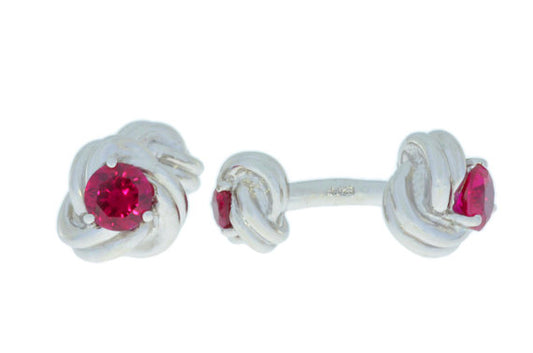 2.5 Ct Ruby Knot Cufflinks Rhodium Plated