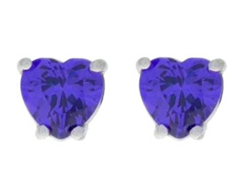 2 Ct Amethyst Heart Stud Earrings 14Kt White Gold