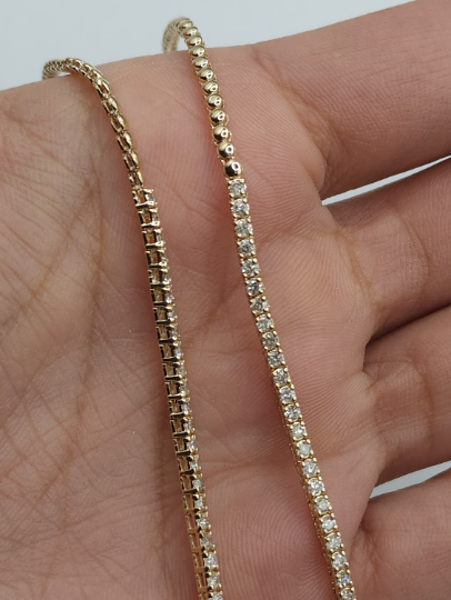 14Kt Gold 3.25 Ct 17 Inch Genuine Natural Diamond Tennis Necklace