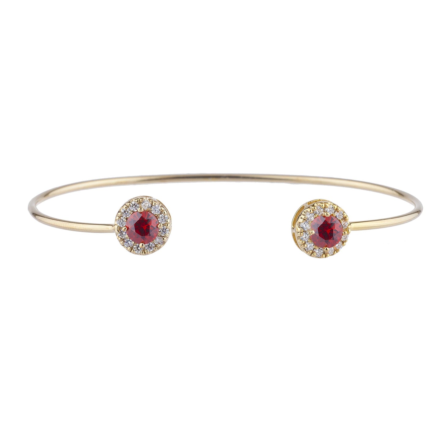 1 Ct Garnet Halo Design Round Bangle Bracelet 14Kt Yellow Gold Rose Gold Silver