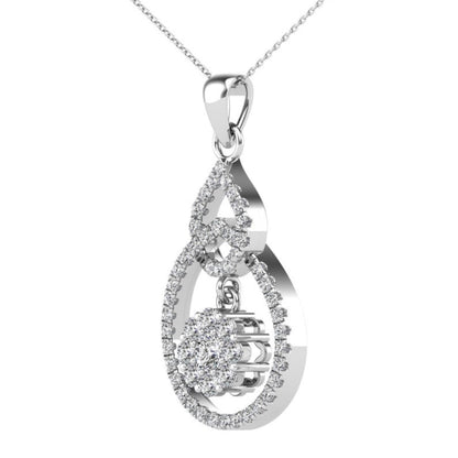 14Kt White Gold 0.31 Ct Genuine Natural Diamond Floating Pendant Necklace