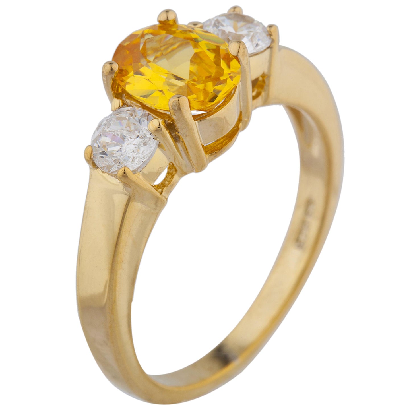 14Kt Gold 2 Ct Yellow Citrine & Zirconia Oval Ring