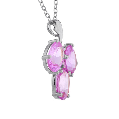 4.5 Ct Pink Sapphire Oval Design Pendant .925 Sterling Silver