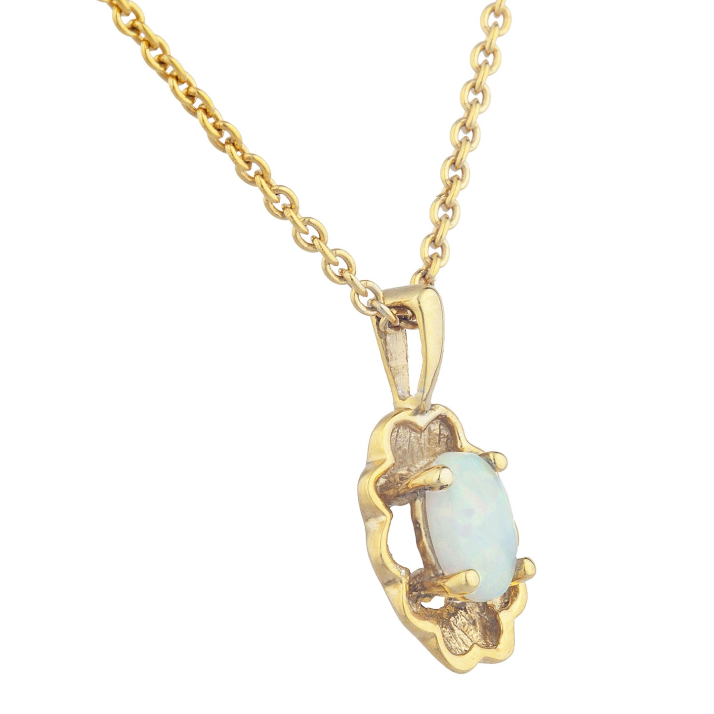 14Kt Yellow Gold Plated Opal Oval Design Pendant