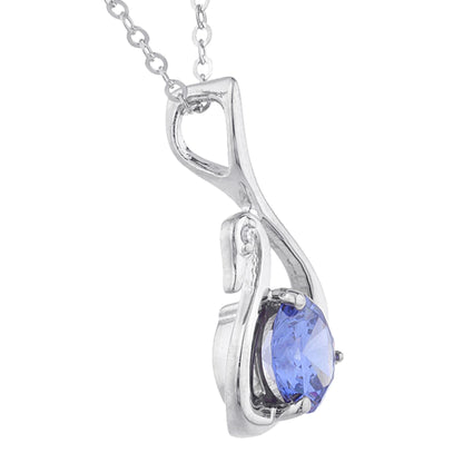 Tanzanite & Diamond Swan Pendant .925 Sterling Silver