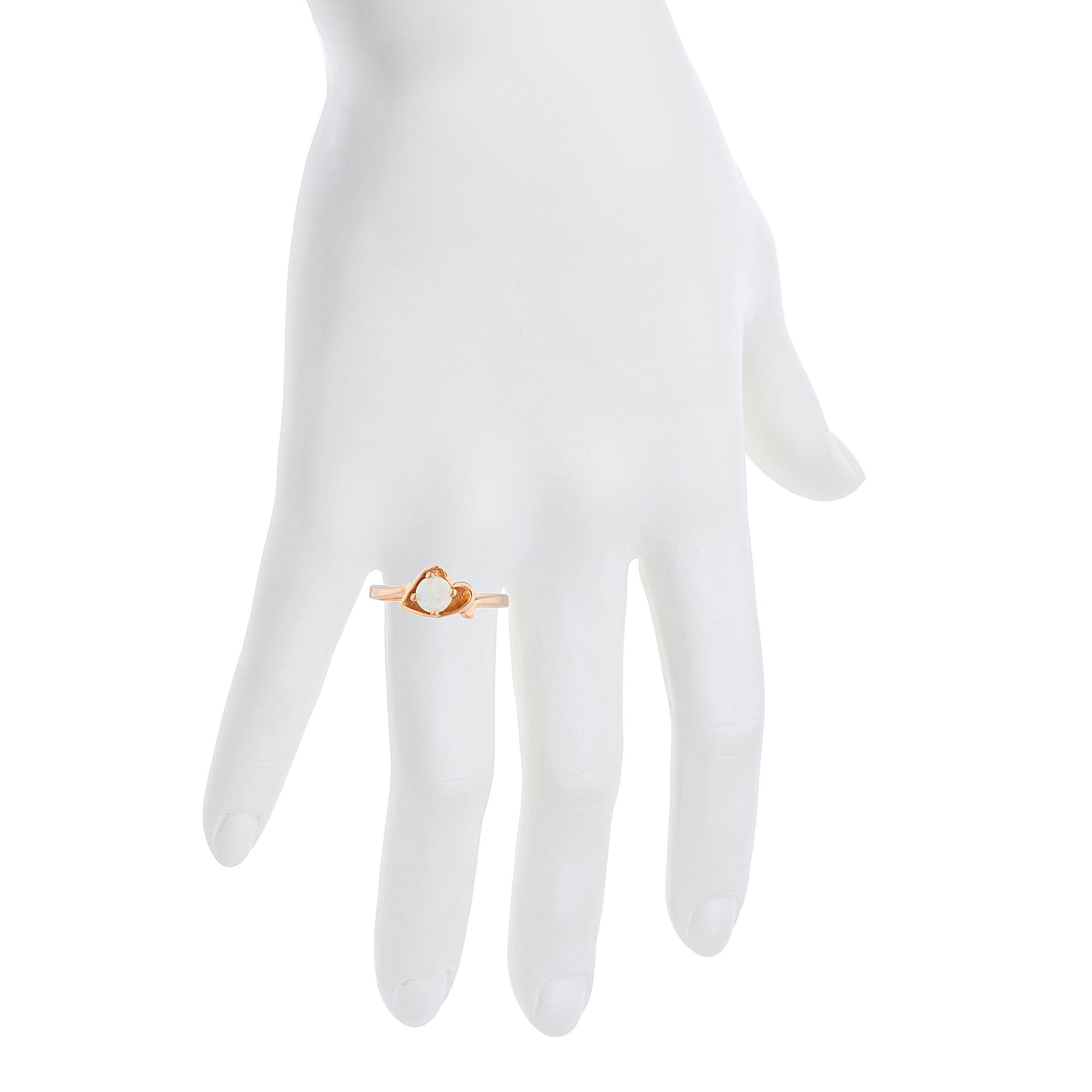 14Kt Gold Opal Round Heart Ring