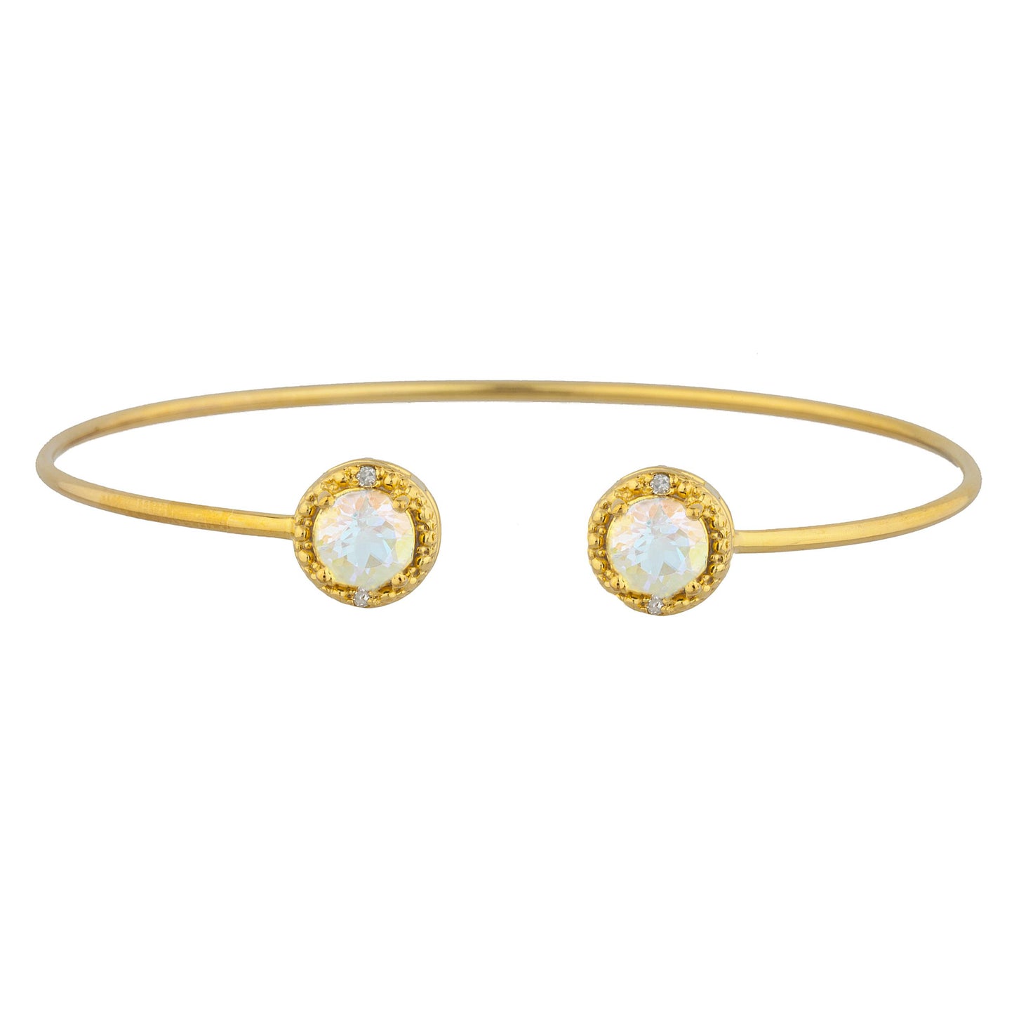 14Kt Gold Natural Mercury Mist Mystic Topaz & Diamond Round Bangle Bracelet