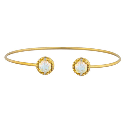 14Kt Gold Natural Mercury Mist Mystic Topaz & Diamond Round Bangle Bracelet