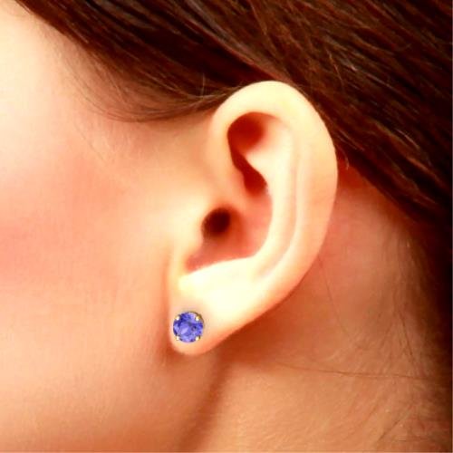 2 Ct Tanzanite Round Stud Earrings 14Kt Yellow Gold