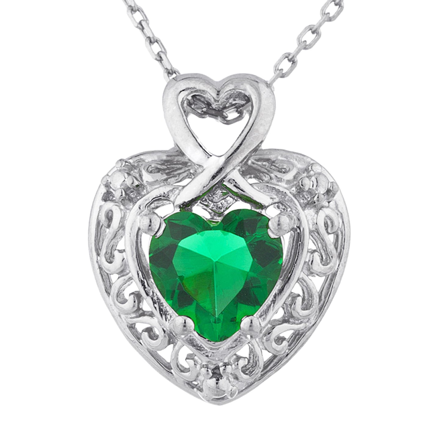 1.5 Ct Emerald Heart Design Pendant .925 Sterling Silver