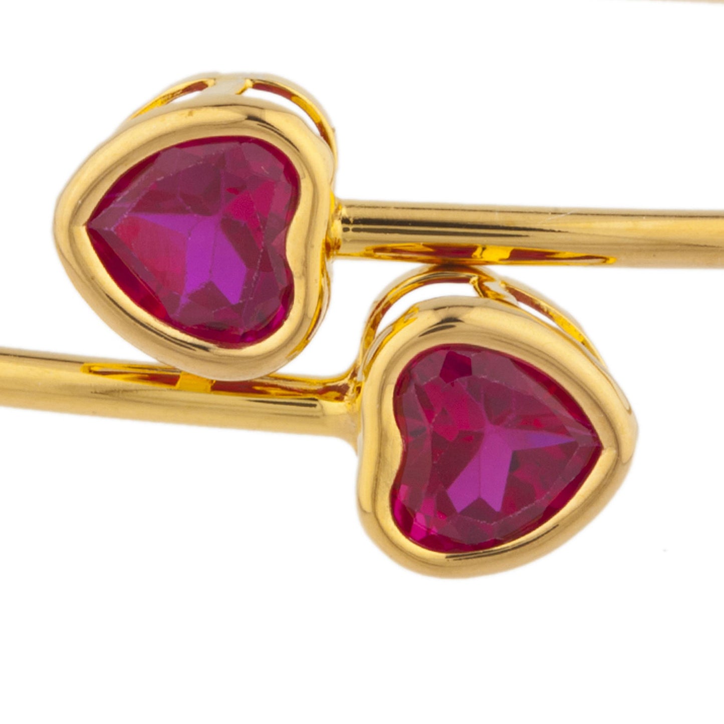 14Kt Yellow Gold Plated Created Ruby Heart Bezel Bangle Bracelet