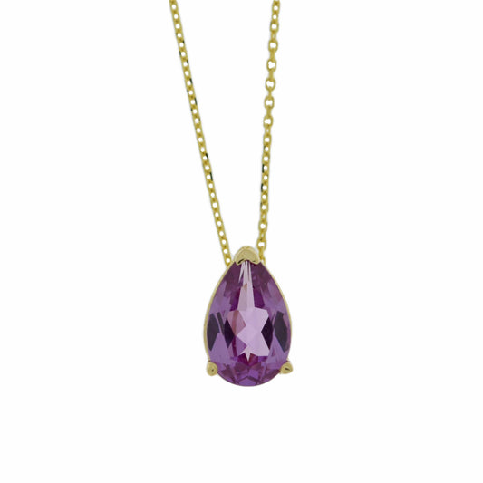 14Kt Gold Alexandrite Teardrop Necklace Pendant