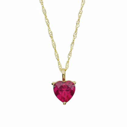 14Kt Gold Ruby Heart Pendant Necklace