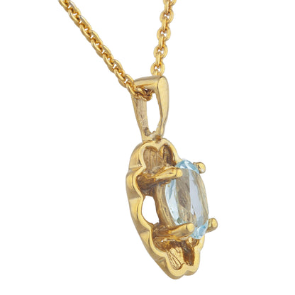 14Kt Yellow Gold Plated Aquamarine Oval Design Pendant