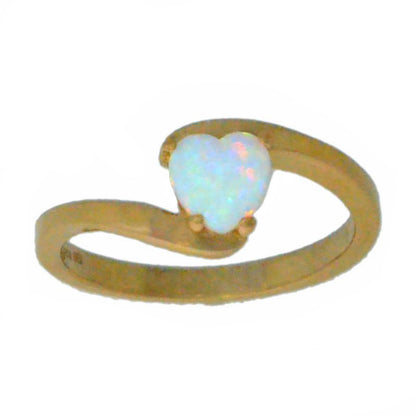 Opal Heart Ring 14Kt Yellow Gold Plated