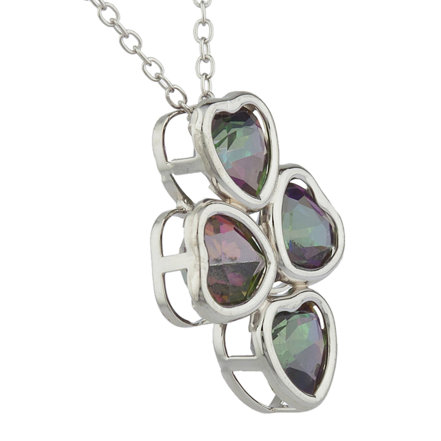 Natural Mystic Topaz Heart Bezel Pendant .925 Sterling Silver