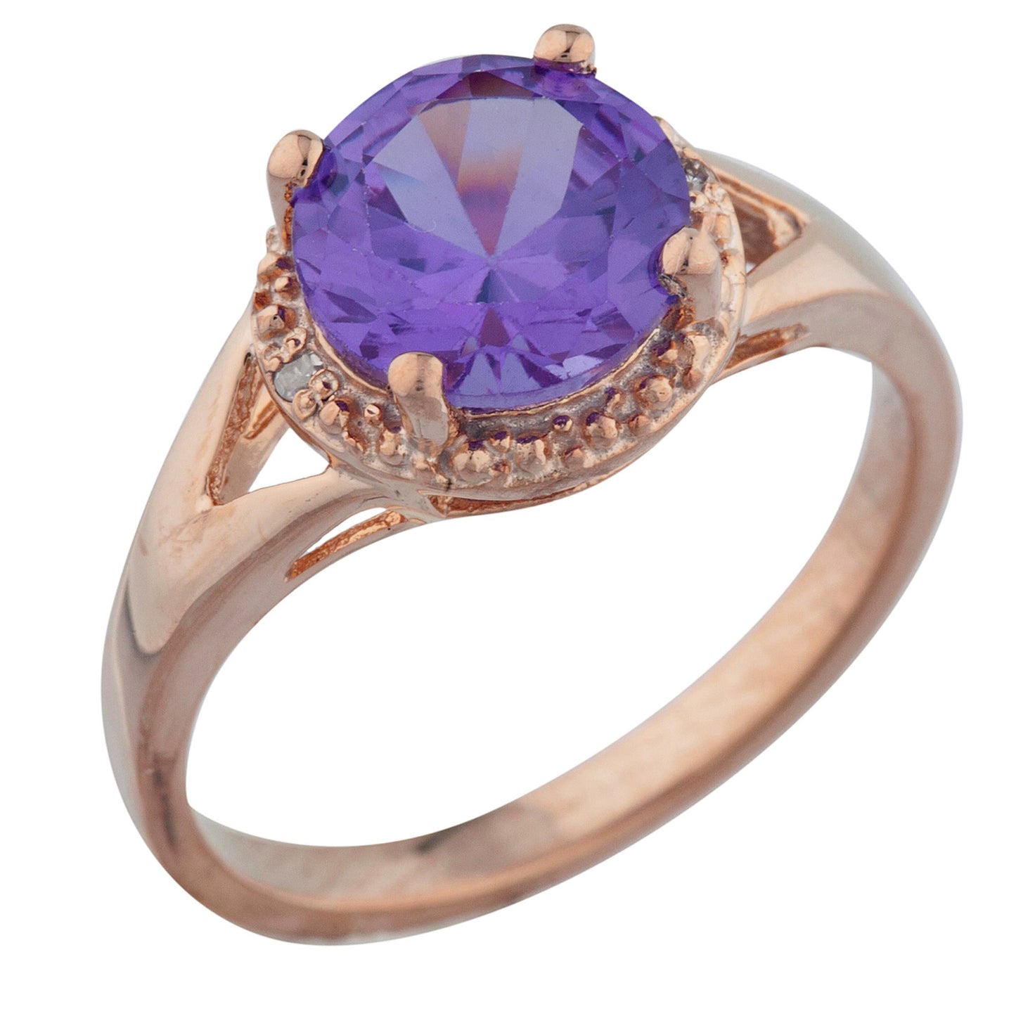 14Kt Gold 2 Ct Alexandrite & Diamond Halo Design Round Ring