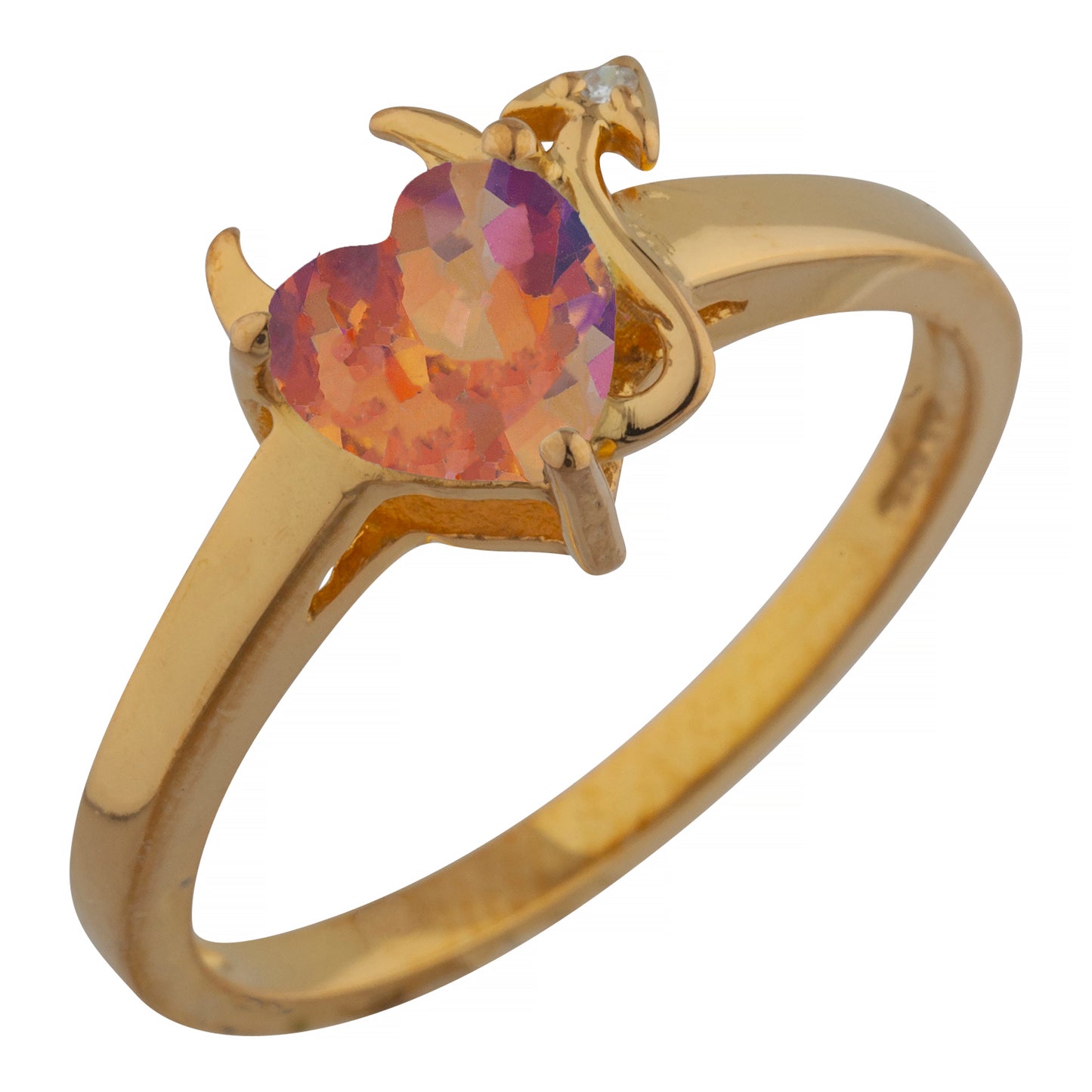 14Kt Gold Natural Ecstasy Mystic Topaz & Diamond Devil Heart Ring