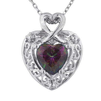 1.5 Ct Natural Mystic Topaz Heart Design Pendant .925 Sterling Silver