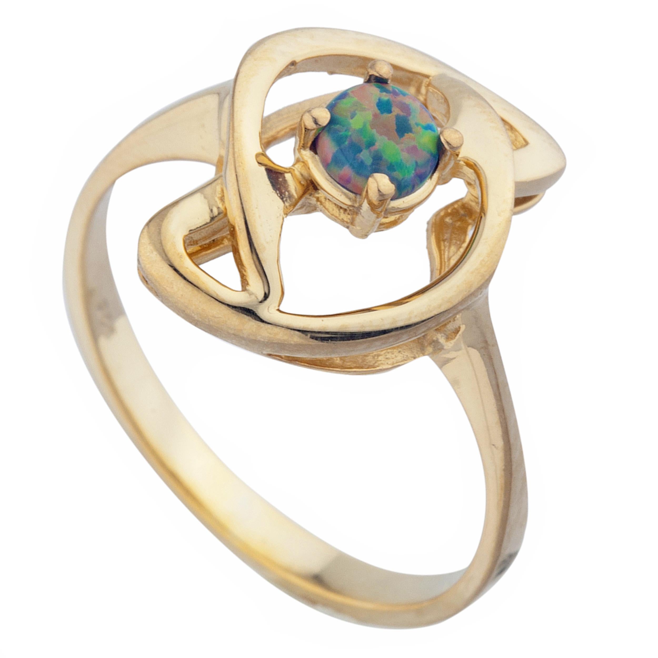 14Kt Gold Black Opal Infinity Design Ring