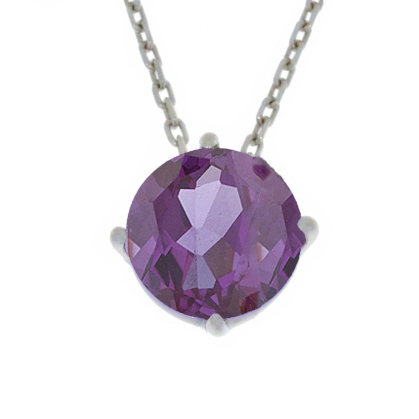 14Kt Gold Alexandrite Round Pendant Necklace