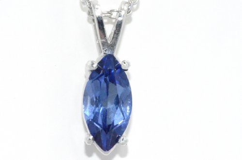 1 Carat Tanzanite Marquise Pendant .925 Sterling Silver Rhodium Finish