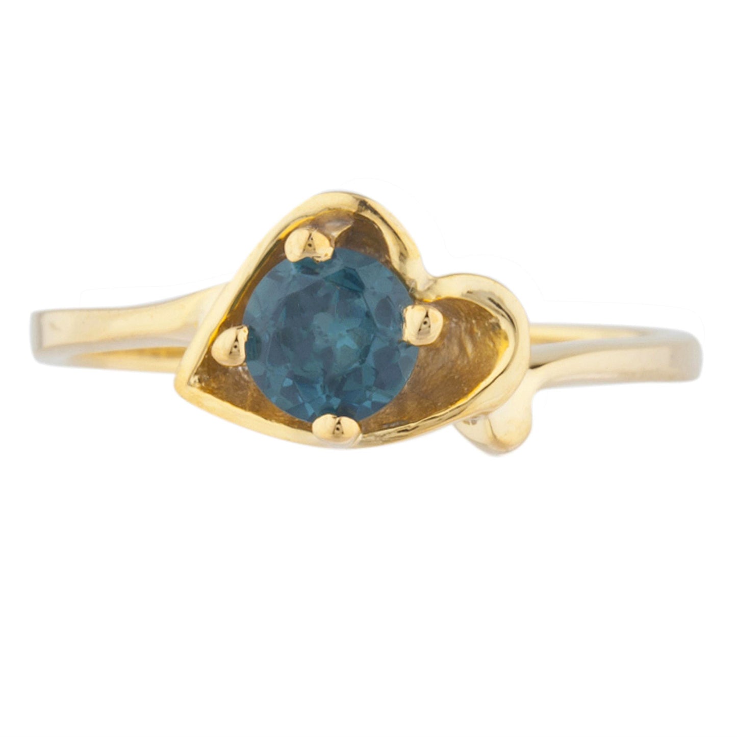 14Kt Gold London Blue Topaz Round Heart Ring