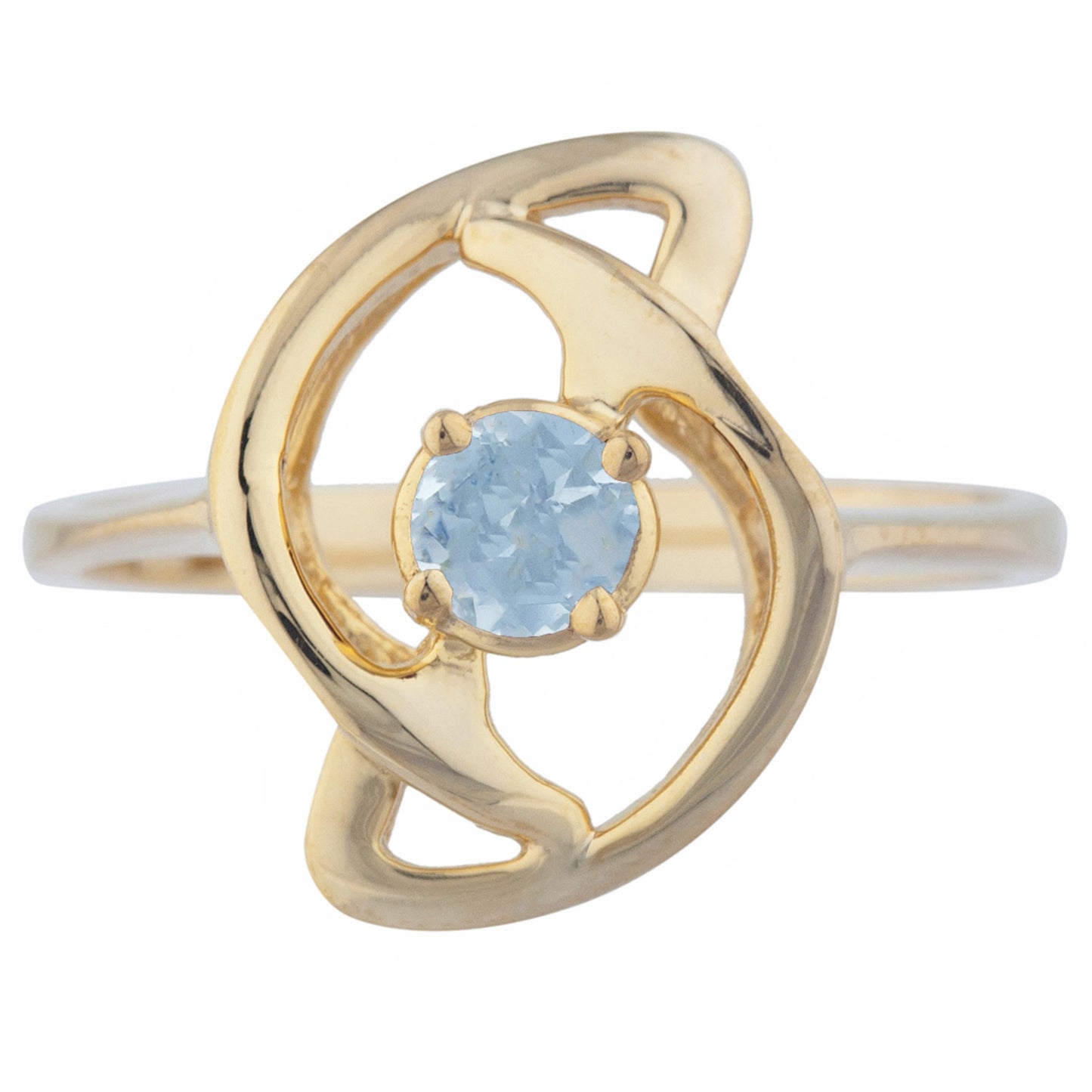 14Kt Gold Aquamarine Infinity Design Ring