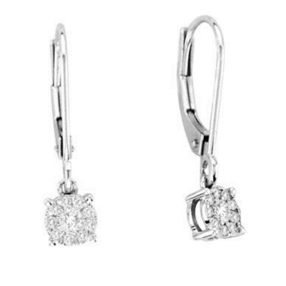 14Kt White Gold 0.20 Ct Diamond Leverback Earrings