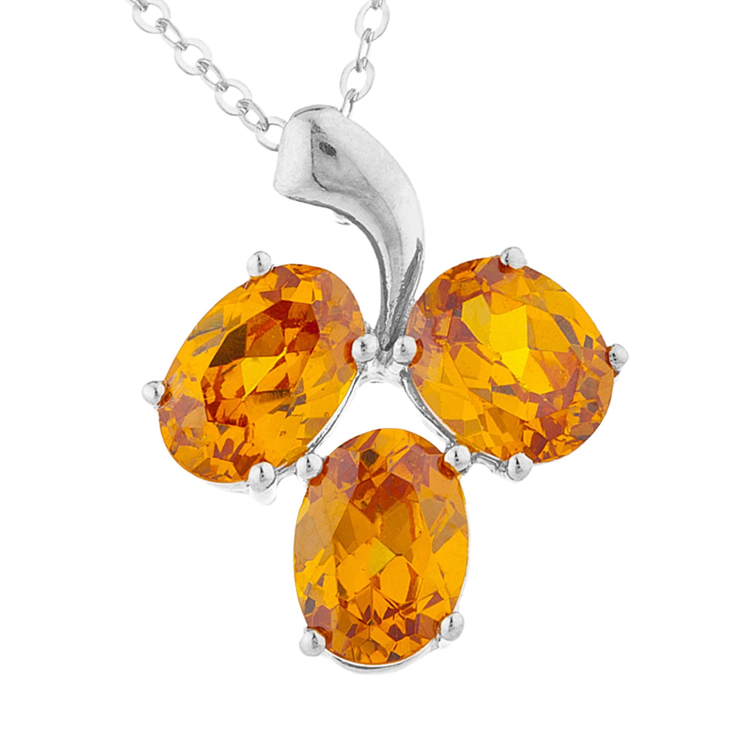 4.5 Ct Orange Citrine Oval Design Pendant .925 Sterling Silver