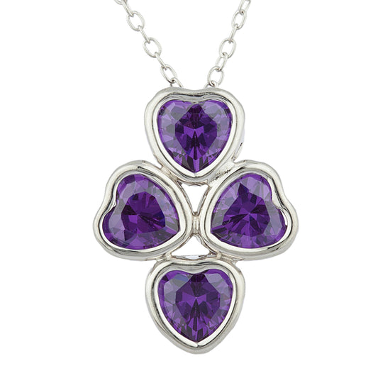 Amethyst Heart Bezel Pendant .925 Sterling Silver