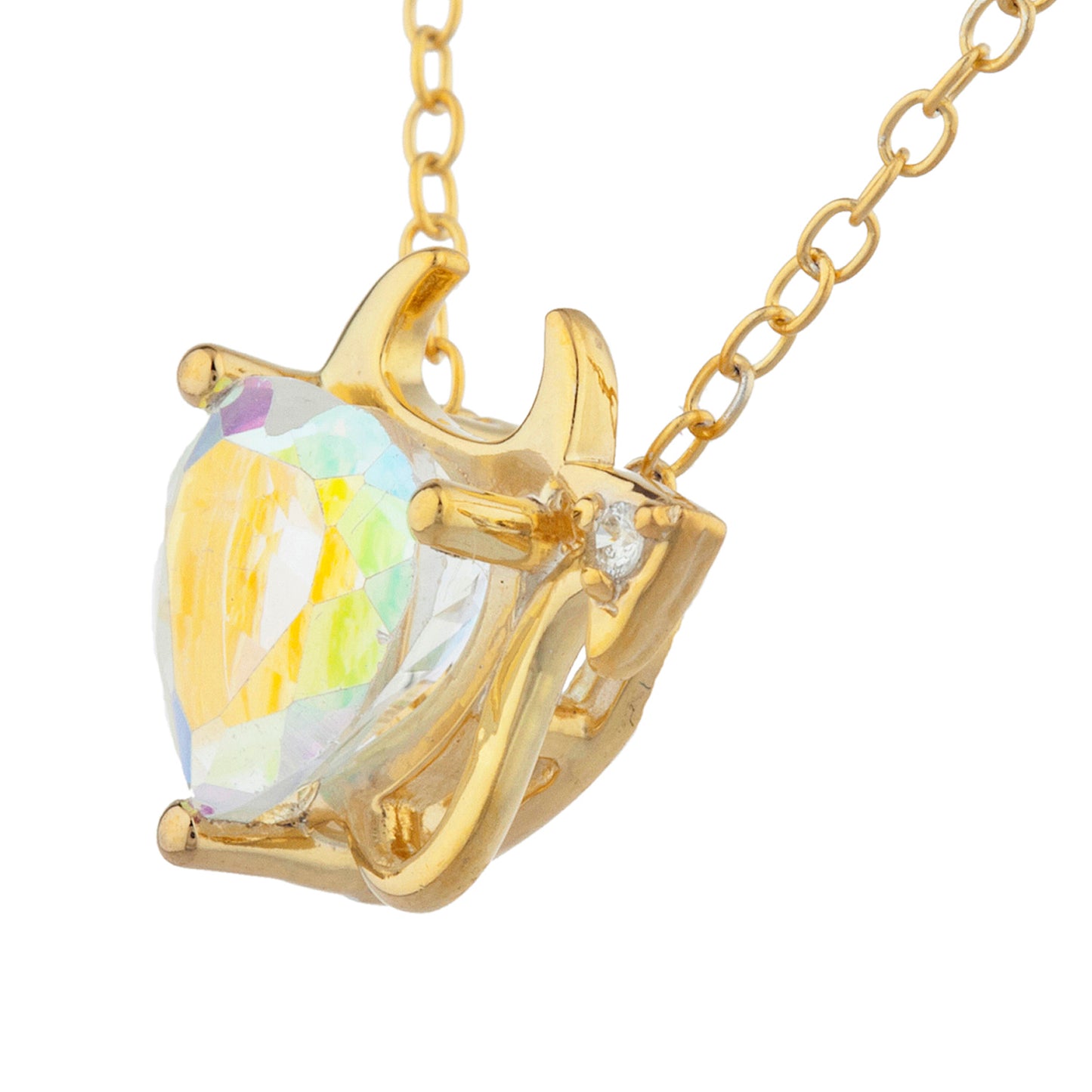 14Kt Gold 1.5 Ct Natural Mercury Mist Mystic Topaz & Diamond Devil Heart Pendant Necklace