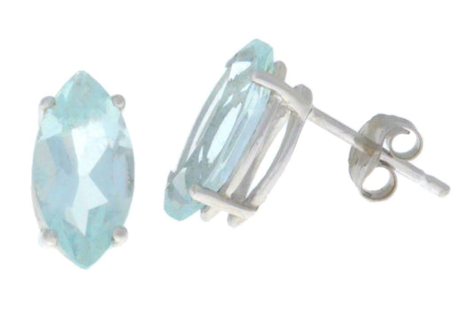 2 Ct Aquamarine Marquise Stud Earrings .925 Sterling Silver