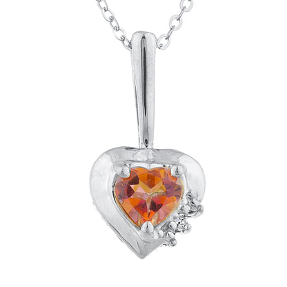 14Kt Gold Natural Ecstasy Mystic Topaz & Diamond Heart Design Pendant Necklace