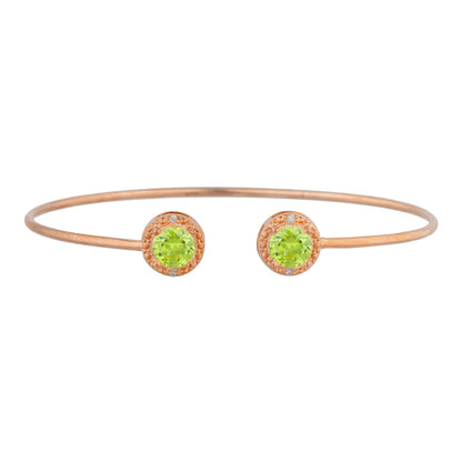 14Kt Gold Peridot & Diamond Round Bangle Bracelet