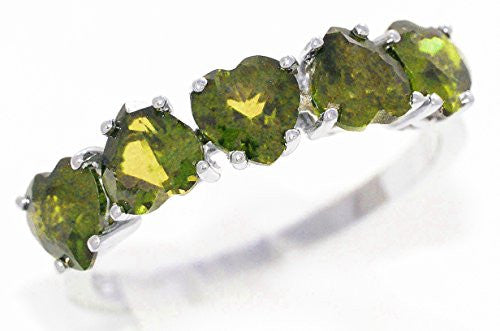 2.5 Ct Peridot Heart Ring .925 Sterling Silver Rhodium Finish