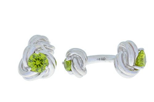 2.5 Ct Peridot Knot Cufflinks .925 Sterling Silver Rhodium Finish [Jewelry]