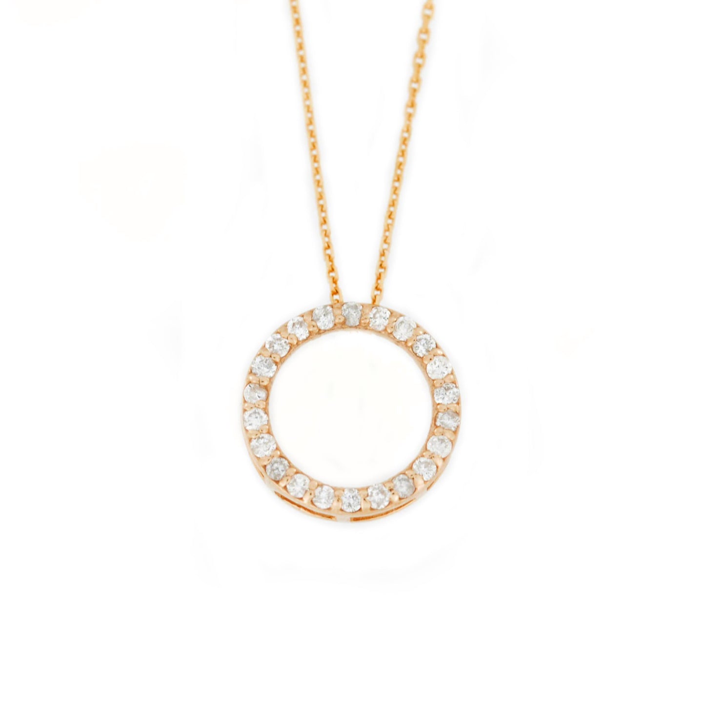 14Kt Gold Genuine Natural Diamond Circle Cluster Pendant Necklace